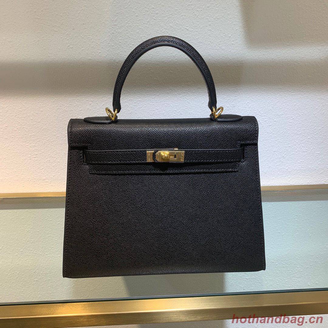 Hermes Kelly 22cm 25cm Tote Bag Original Epsom Leather Bag KL22 KL25 Black Hermes Kelly 22cm 25cm Tote Bag Original Epsom Leather Bag KL22 KL25 Black