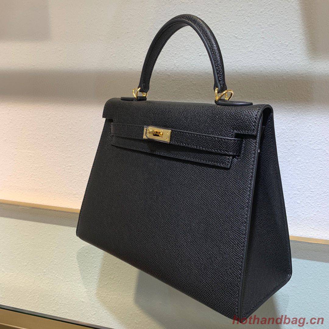 Hermes Kelly 22cm 25cm Tote Bag Original Epsom Leather Bag KL22 KL25 Black Hermes Kelly 22cm 25cm Tote Bag Original Epsom Leather Bag KL22 KL25 Black