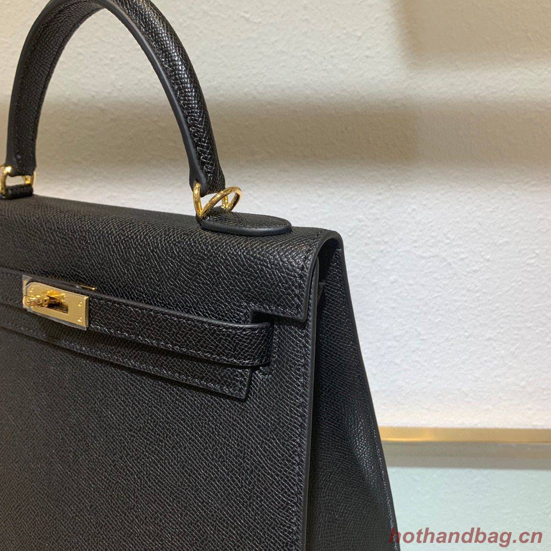 Hermes Kelly 22cm 25cm Tote Bag Original Epsom Leather Bag KL22 KL25 Black Hermes Kelly 22cm 25cm Tote Bag Original Epsom Leather Bag KL22 KL25 Black