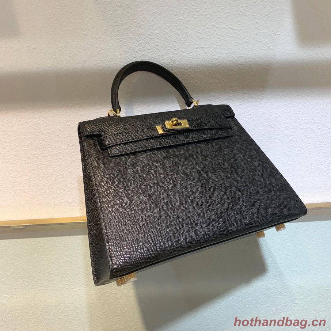 Hermes Kelly 22cm 25cm Tote Bag Original Epsom Leather Bag KL22 KL25 Black Hermes Kelly 22cm 25cm Tote Bag Original Epsom Leather Bag KL22 KL25 Black