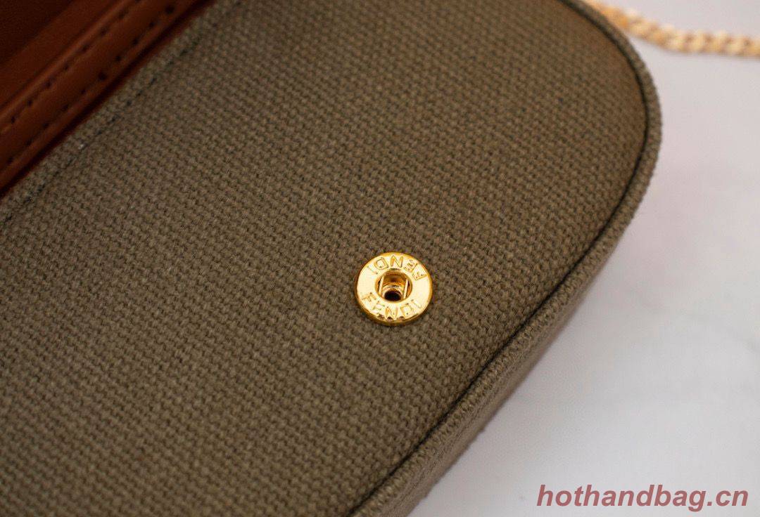 FENDI NANO BAGUETTE CHARM Nappa lcanvas Bag 7AR844 Green FENDI NANO BAGUETTE CHARM Nappa lcanvas Bag 7AR844 Green