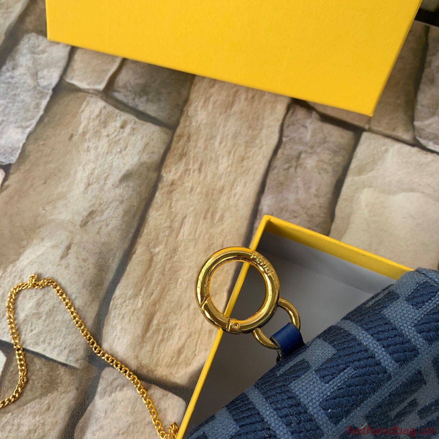 FENDI NANO BAGUETTE CHARM Nappa lcanvas Bag 7AR844 Navy FENDI NANO BAGUETTE CHARM Nappa lcanvas Bag 7AR844 Navy