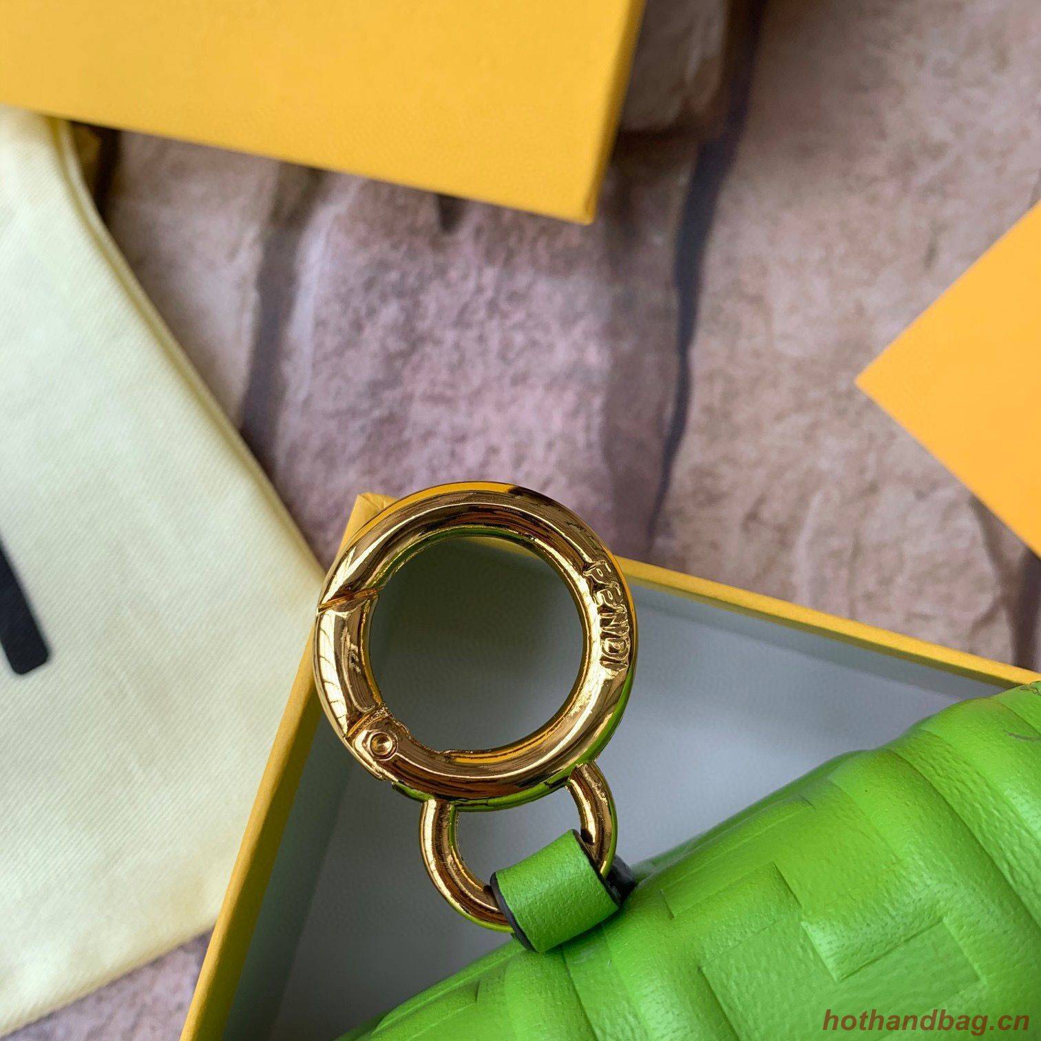 FENDI NANO BAGUETTE CHARM nappa leather 7AR844 Green FENDI NANO BAGUETTE CHARM nappa leather 7AR844 Green