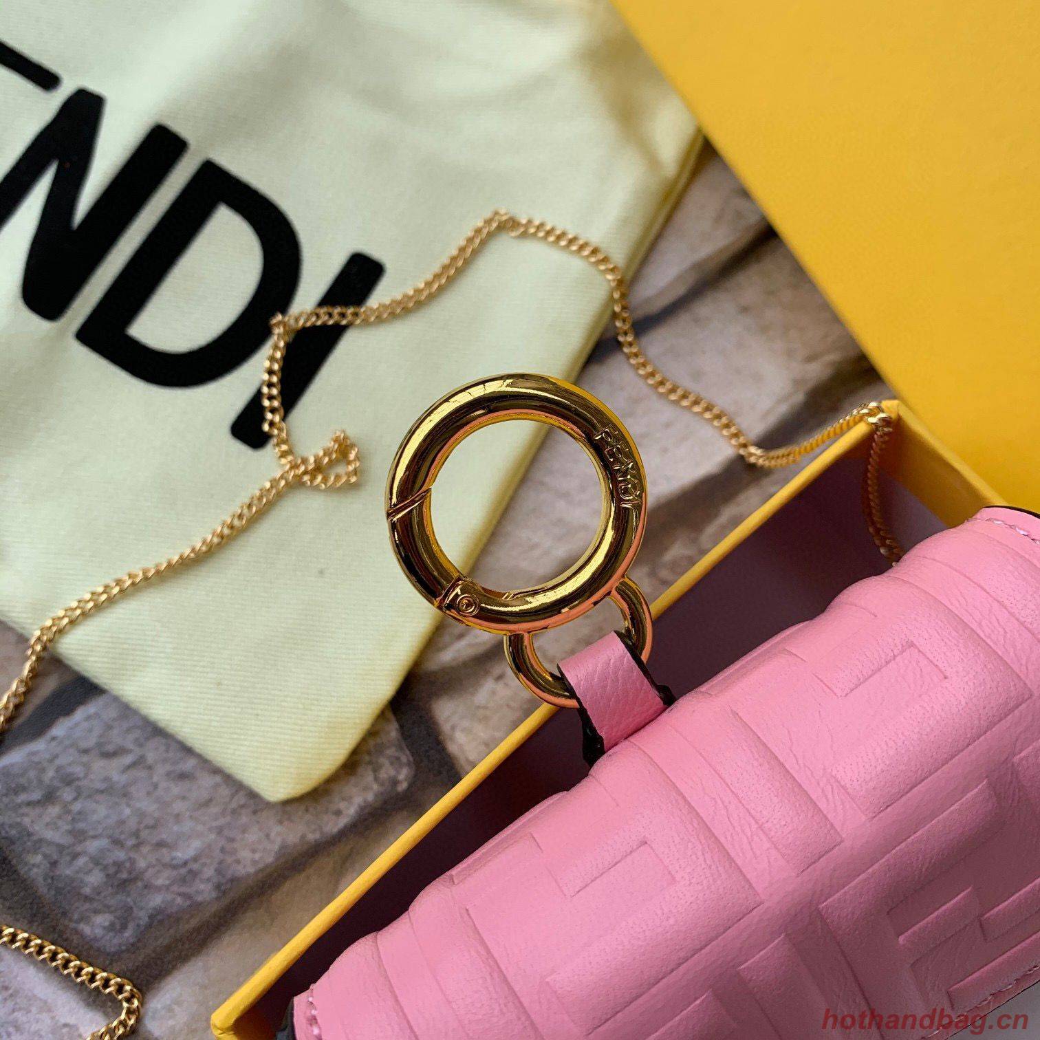 FENDI NANO BAGUETTE CHARM nappa leather 7AR844 Pink FENDI NANO BAGUETTE CHARM nappa leather 7AR844 Pink