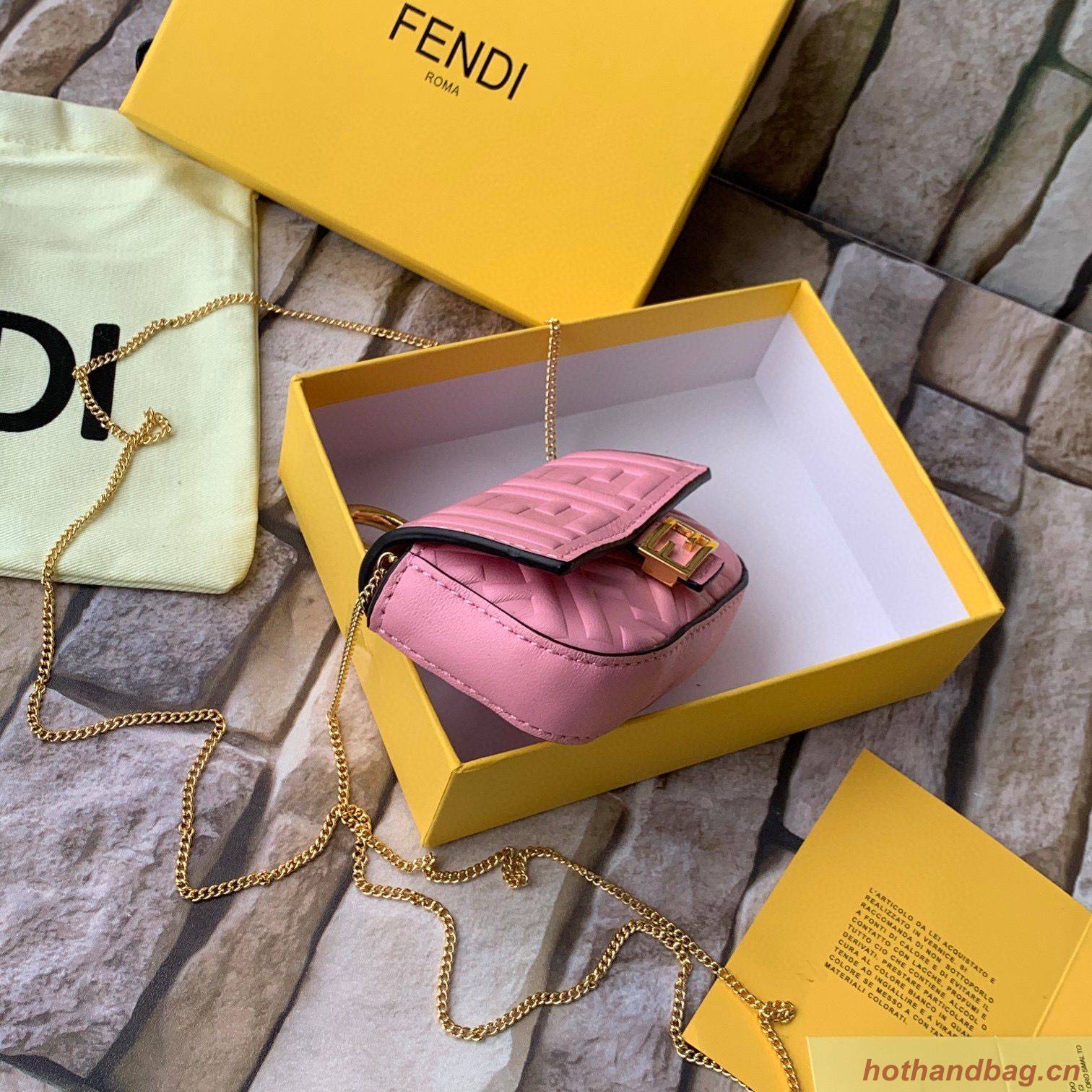FENDI NANO BAGUETTE CHARM nappa leather 7AR844 Pink FENDI NANO BAGUETTE CHARM nappa leather 7AR844 Pink