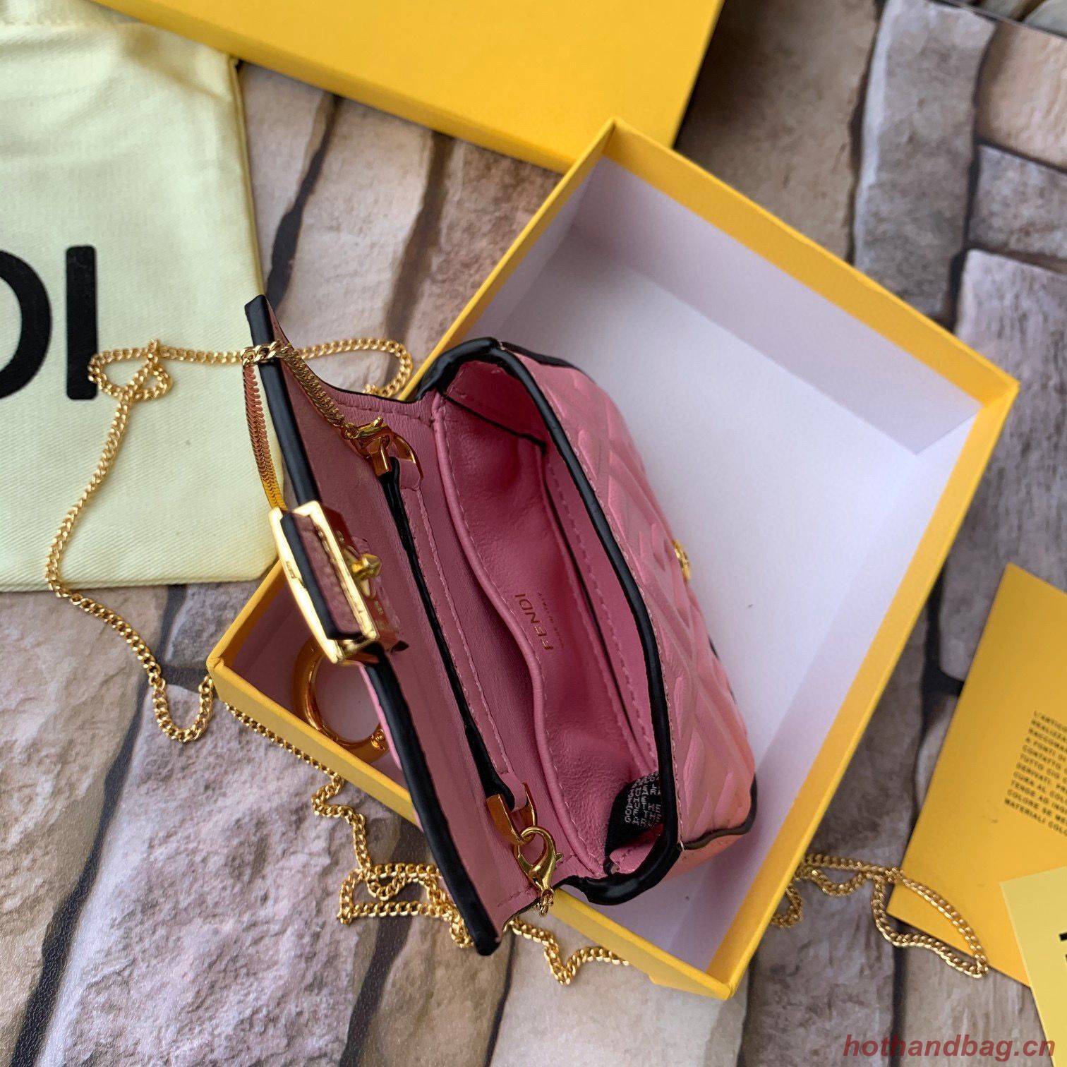 FENDI NANO BAGUETTE CHARM nappa leather 7AR844 Pink FENDI NANO BAGUETTE CHARM nappa leather 7AR844 Pink