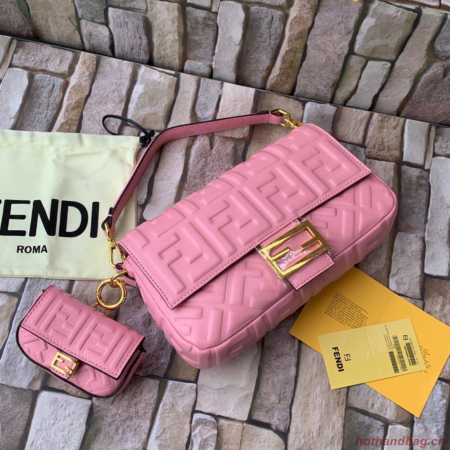 FENDI NANO BAGUETTE CHARM nappa leather 7AR844 Pink FENDI NANO BAGUETTE CHARM nappa leather 7AR844 Pink