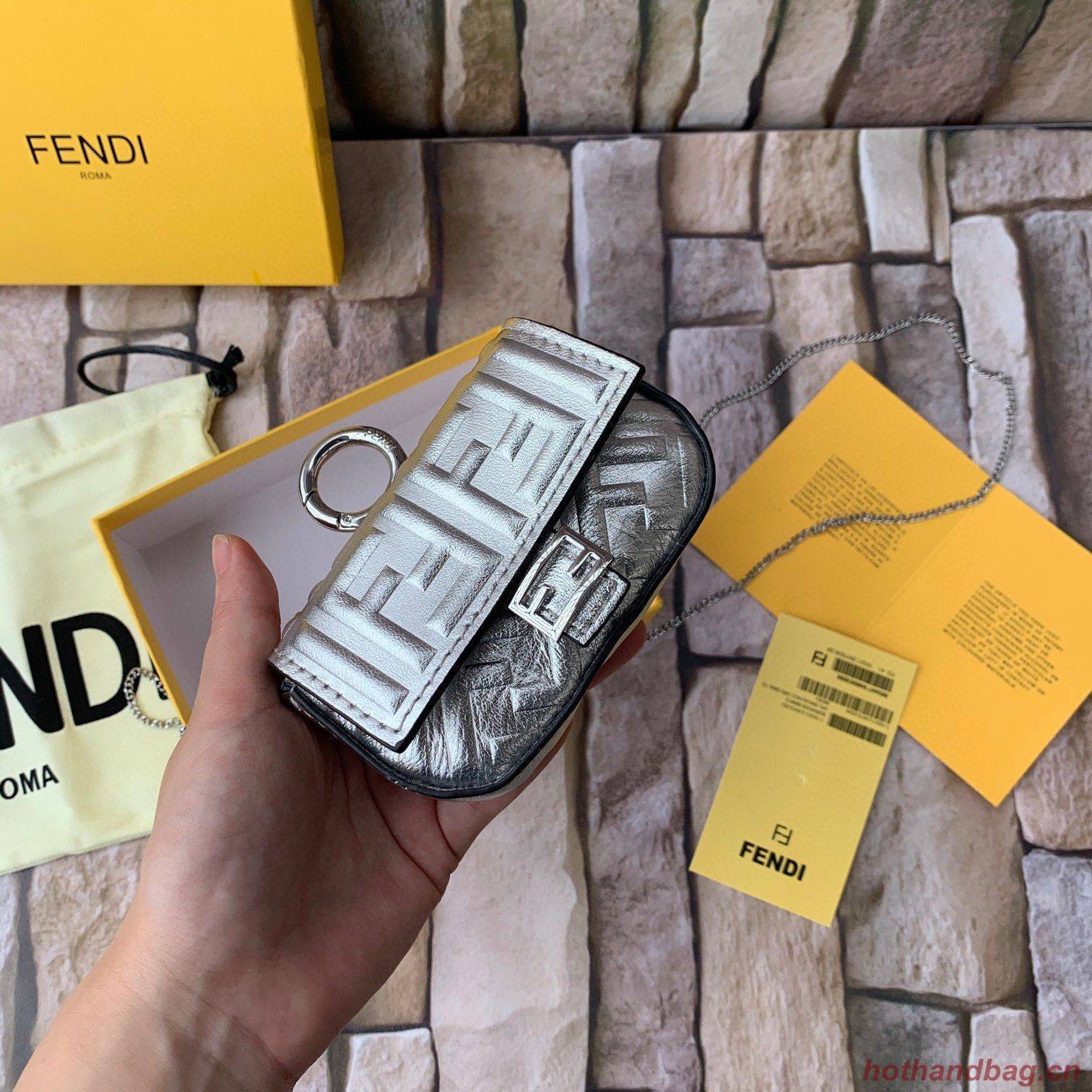 FENDI NANO BAGUETTE CHARM nappa leather 7AR844 Silver FENDI NANO BAGUETTE CHARM nappa leather 7AR844 Silver