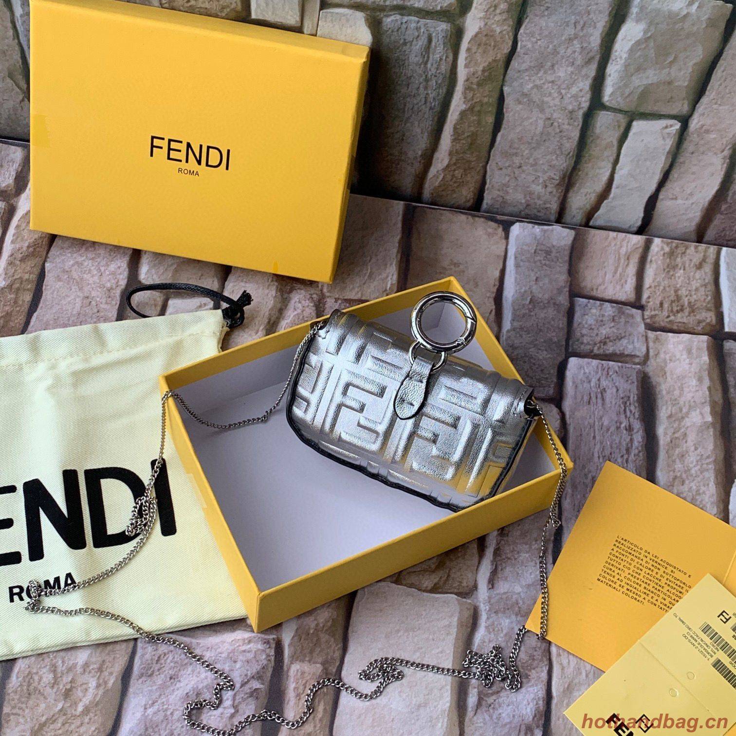 FENDI NANO BAGUETTE CHARM nappa leather 7AR844 Silver FENDI NANO BAGUETTE CHARM nappa leather 7AR844 Silver