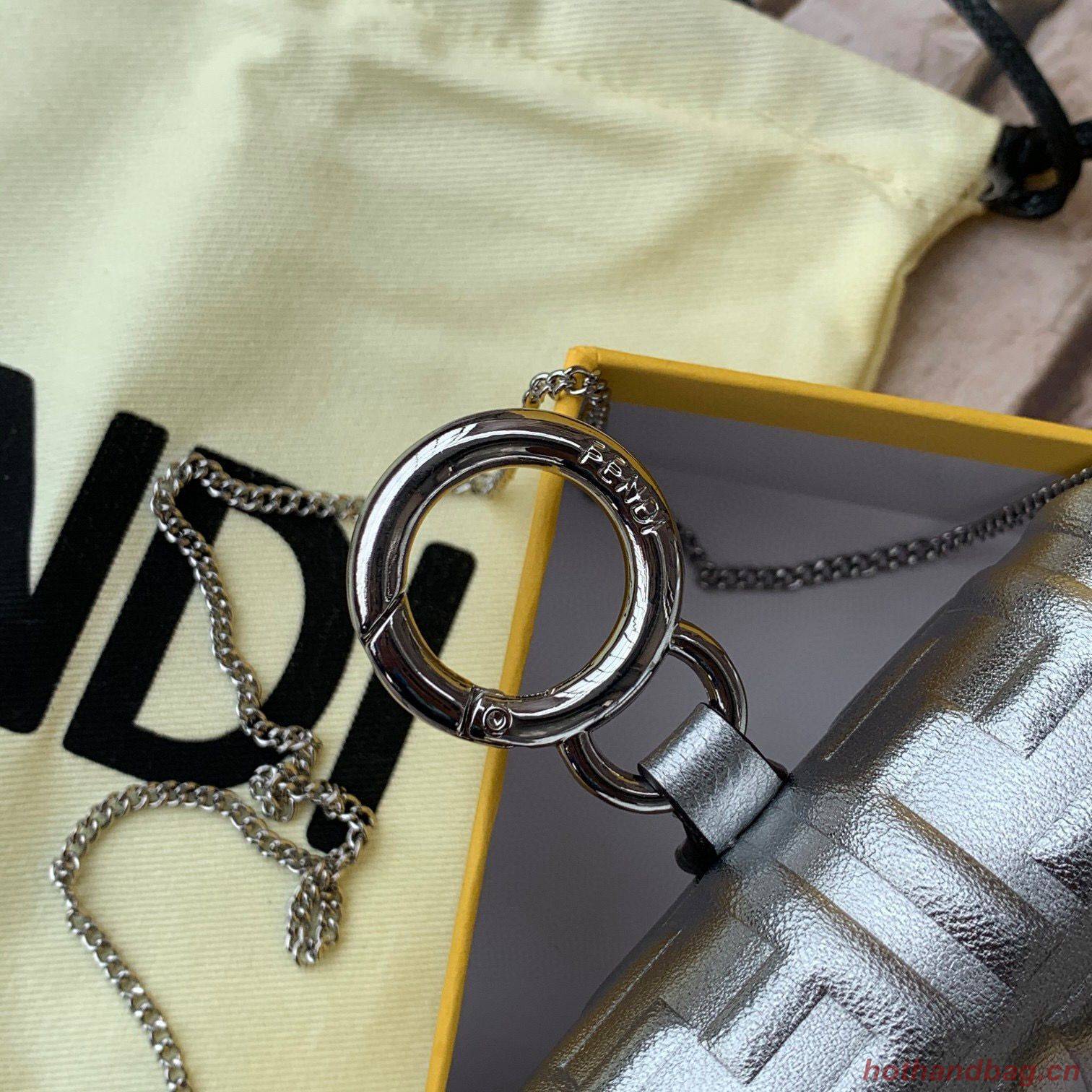 FENDI NANO BAGUETTE CHARM nappa leather 7AR844 Silver FENDI NANO BAGUETTE CHARM nappa leather 7AR844 Silver