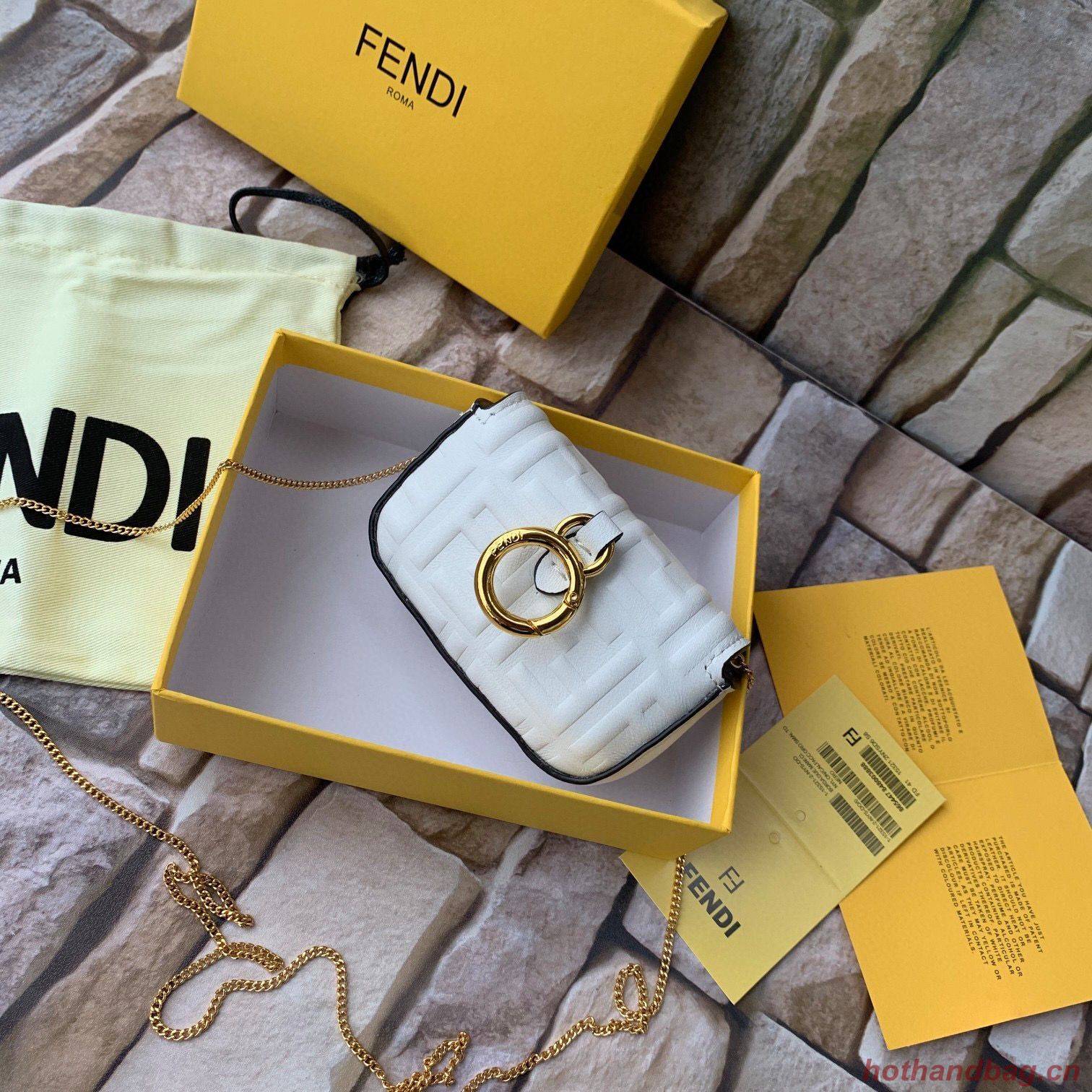 FENDI NANO BAGUETTE CHARM nappa leather 7AR844 White FENDI NANO BAGUETTE CHARM nappa leather 7AR844 White