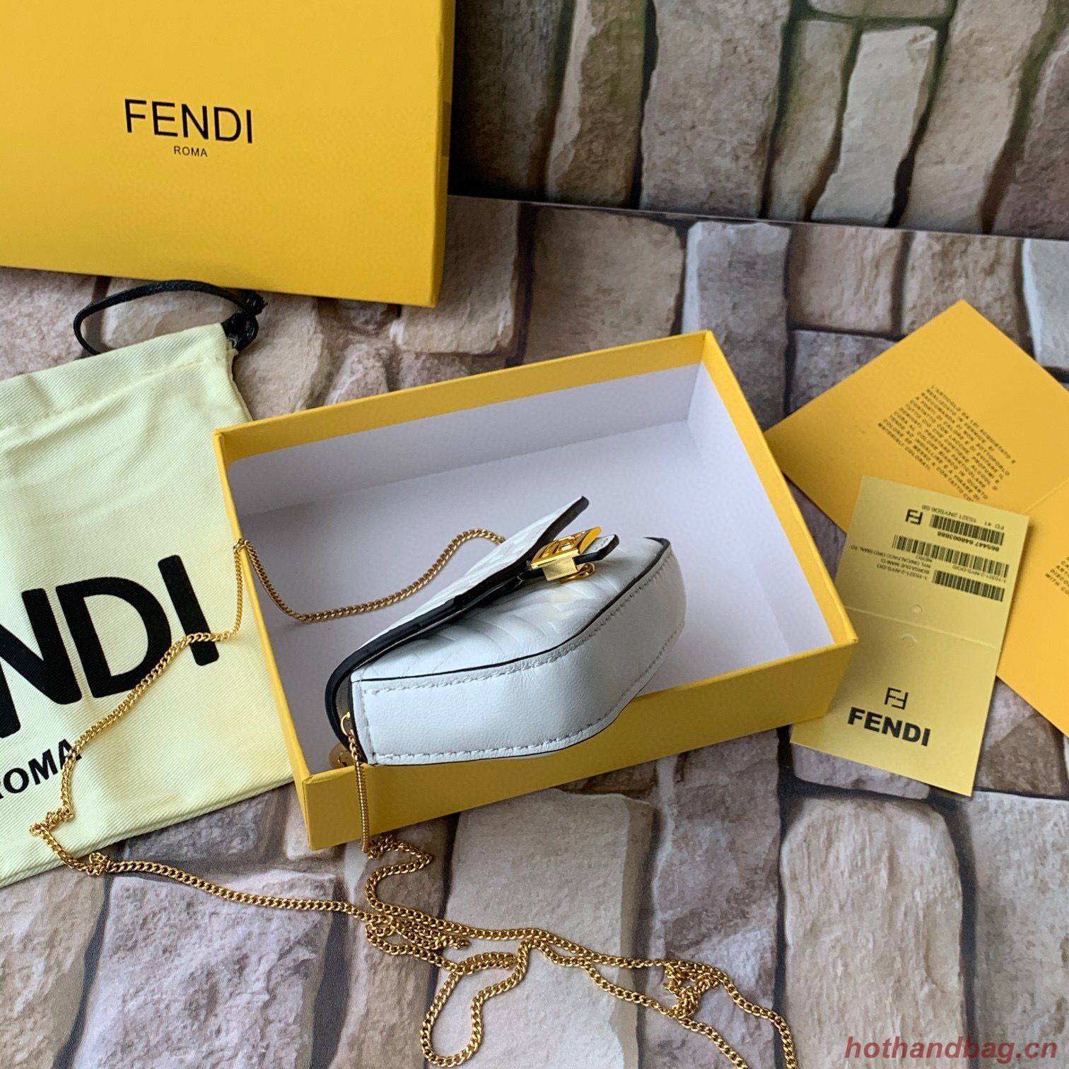 FENDI NANO BAGUETTE CHARM nappa leather 7AR844 White FENDI NANO BAGUETTE CHARM nappa leather 7AR844 White
