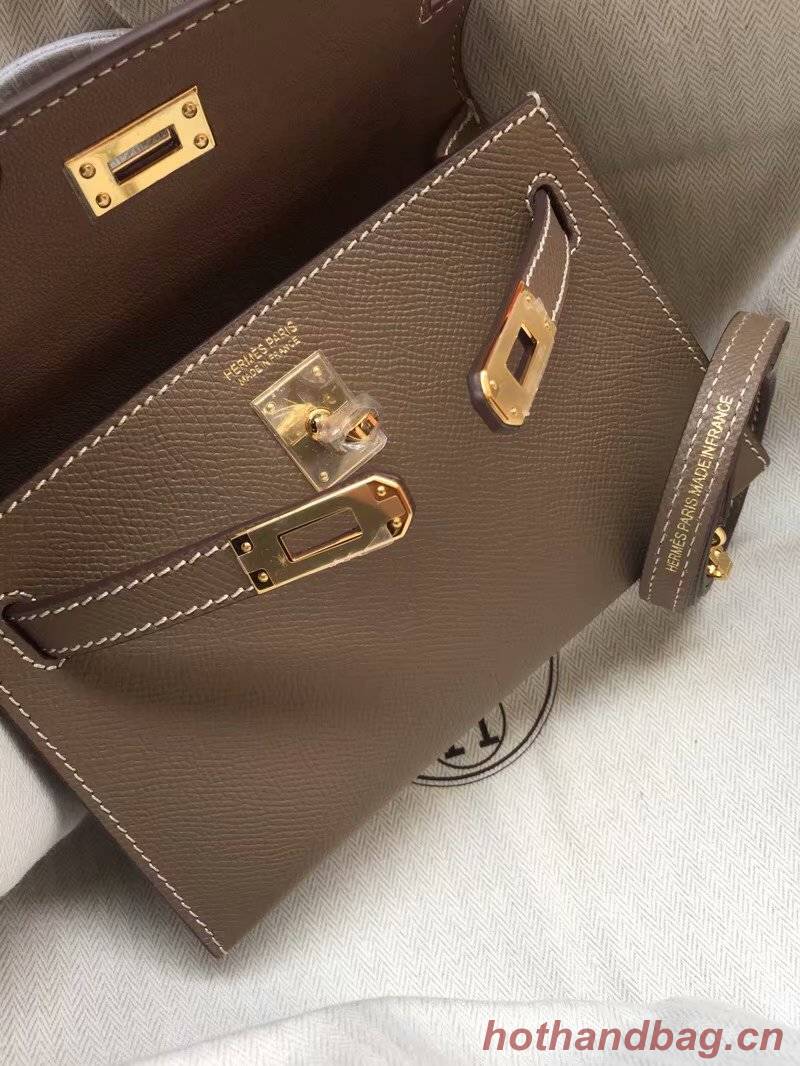 Hermes Kelly 19cm Shoulder Bags Epsom Leather KL19 dark grey Hermes Kelly 19cm Shoulder Bags Epsom Leather KL19 dark grey