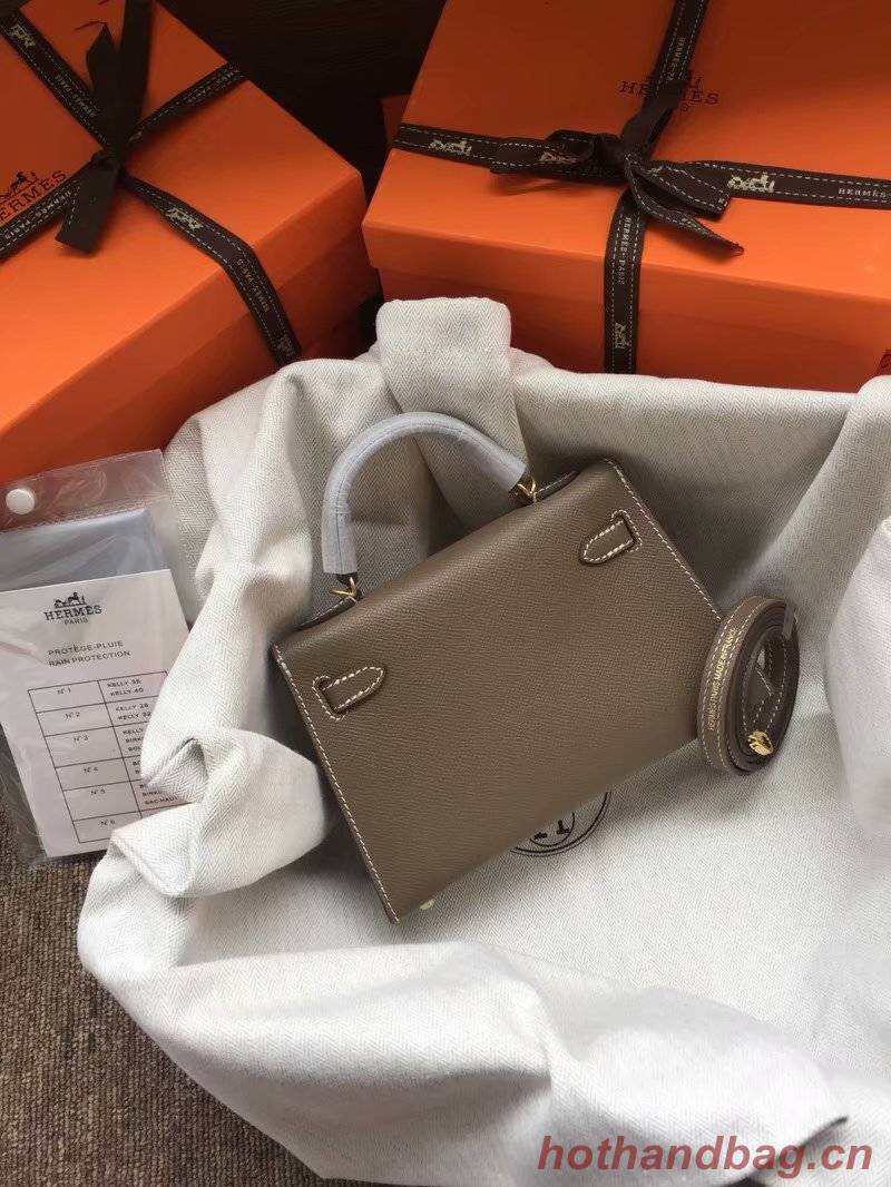 Hermes Kelly 19cm Shoulder Bags Epsom Leather KL19 dark grey Hermes Kelly 19cm Shoulder Bags Epsom Leather KL19 dark grey