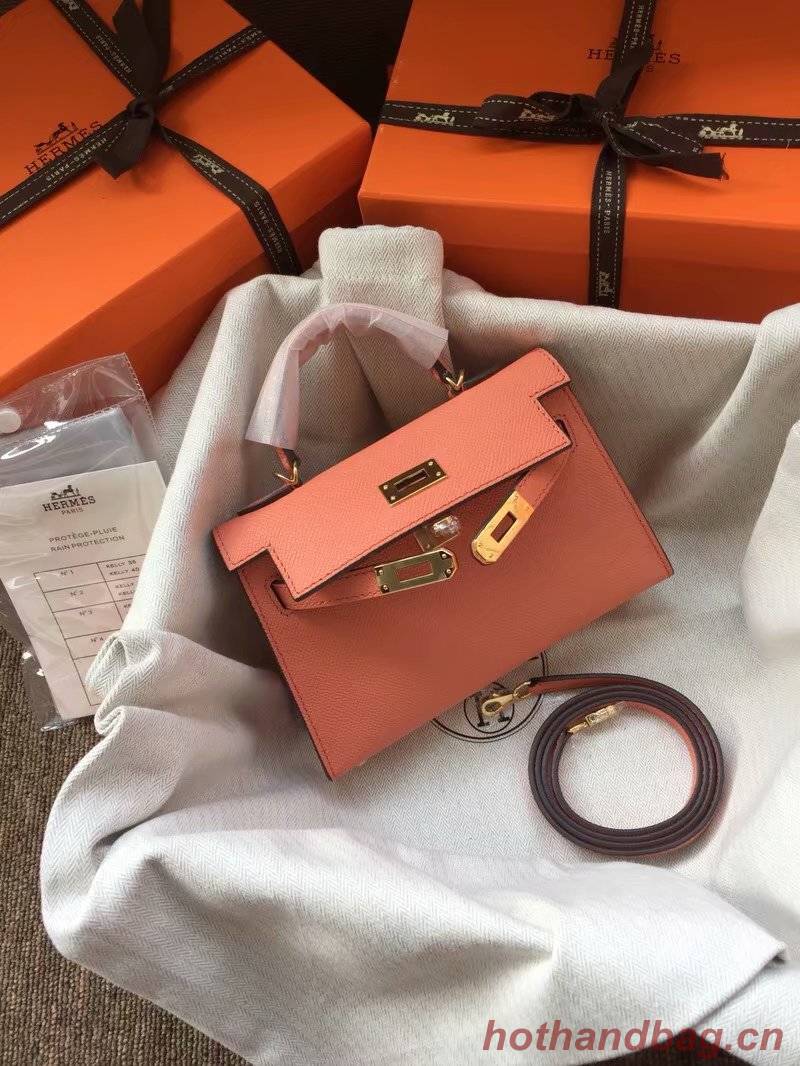 Hermes Kelly 19cm Shoulder Bags Epsom Leather KL19 pink Hermes Kelly 19cm Shoulder Bags Epsom Leather KL19 pink