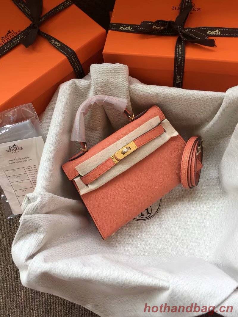 Hermes Kelly 19cm Shoulder Bags Epsom Leather KL19 pink Hermes Kelly 19cm Shoulder Bags Epsom Leather KL19 pink