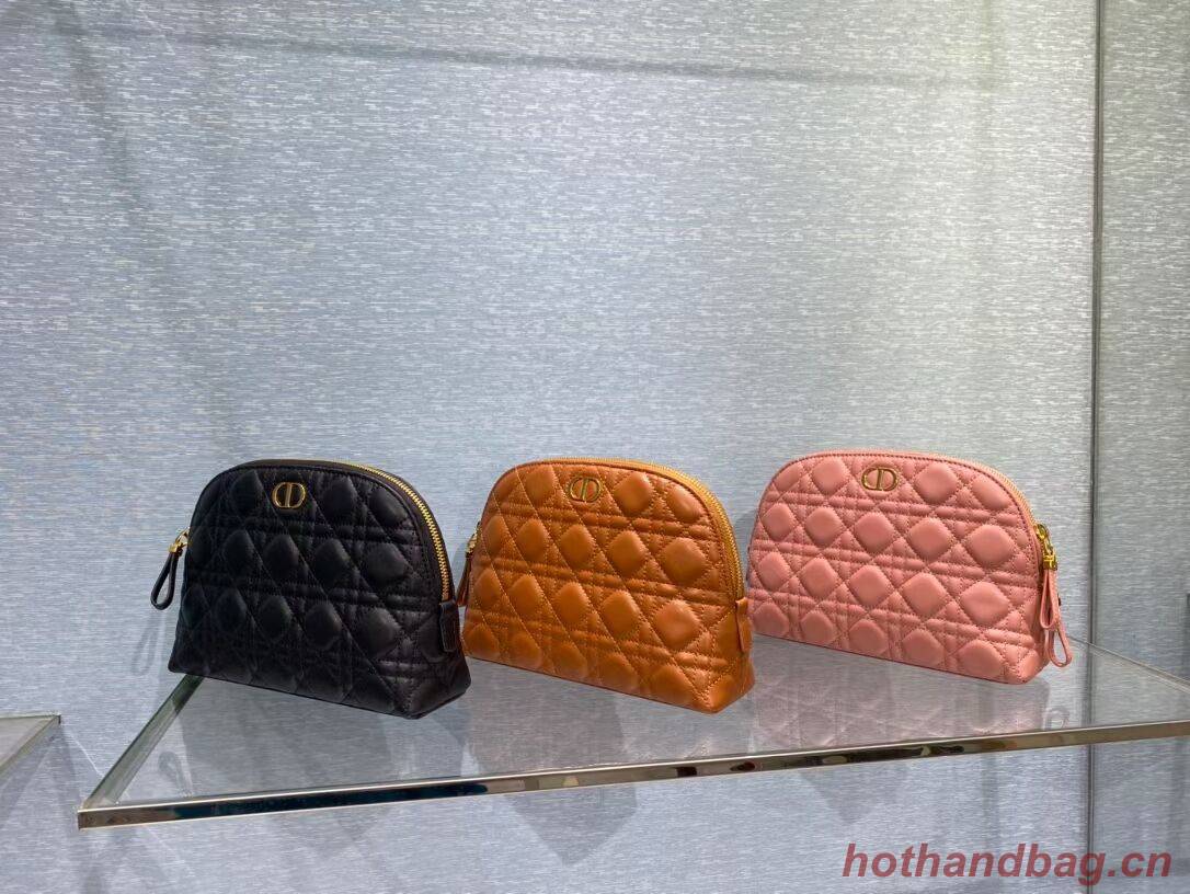 DIOR CARO BEAUTY POUCH Cannage Lambskin S5047 black DIOR CARO BEAUTY POUCH Cannage Lambskin S5047 black