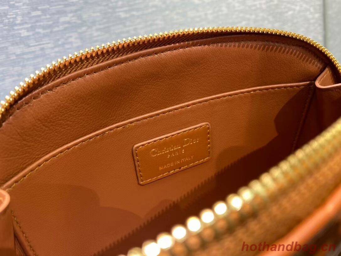 DIOR CARO BEAUTY POUCH Cannage Lambskin S5047 brown DIOR CARO BEAUTY POUCH Cannage Lambskin S5047 brown