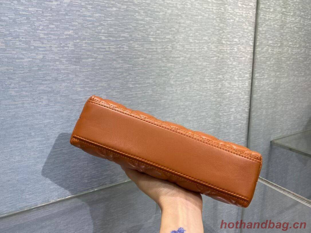 DIOR CARO BEAUTY POUCH Cannage Lambskin S5047 brown DIOR CARO BEAUTY POUCH Cannage Lambskin S5047 brown