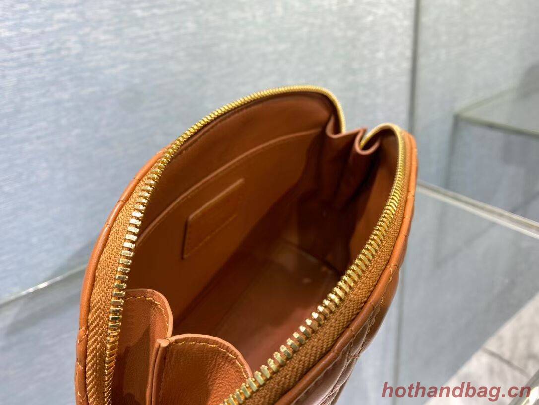DIOR CARO BEAUTY POUCH Cannage Lambskin S5047 brown DIOR CARO BEAUTY POUCH Cannage Lambskin S5047 brown