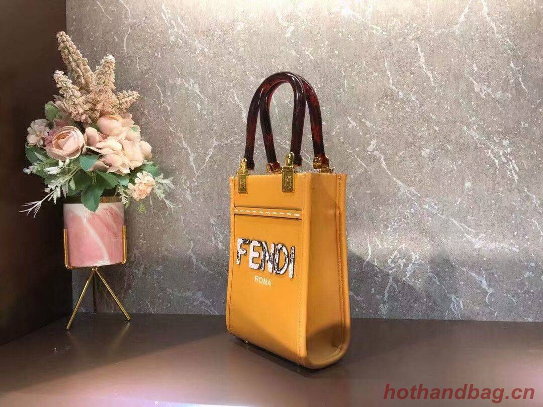 FENDI MINI SUNSHINE SHOPPER leather mini-bag 8BS051ABV orange FENDI MINI SUNSHINE SHOPPER leather mini-bag 8BS051ABV orange