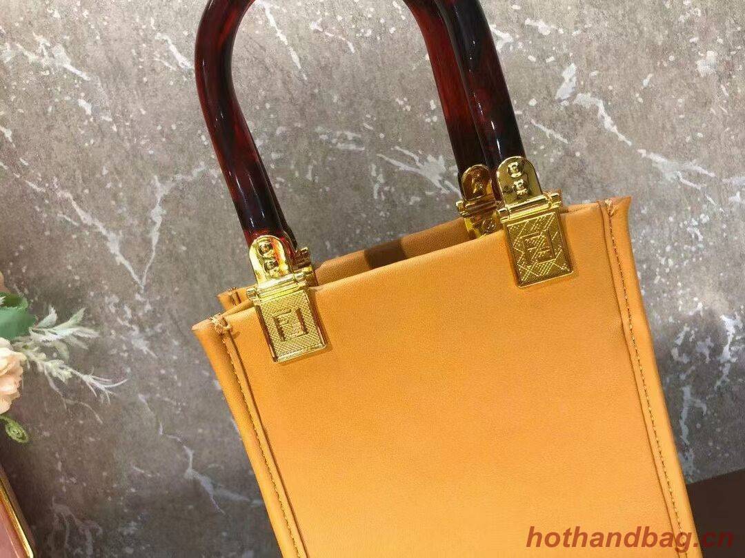 FENDI MINI SUNSHINE SHOPPER leather mini-bag 8BS051ABV orange FENDI MINI SUNSHINE SHOPPER leather mini-bag 8BS051ABV orange