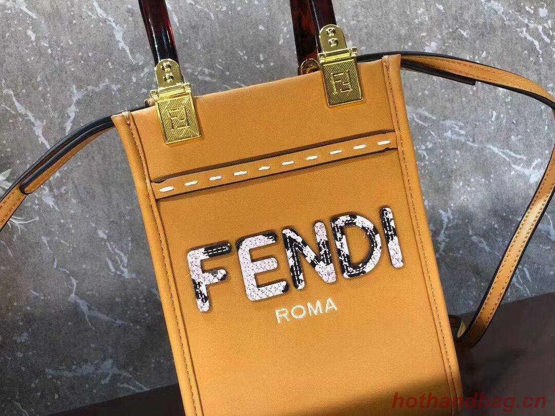 FENDI MINI SUNSHINE SHOPPER leather mini-bag 8BS051ABV orange FENDI MINI SUNSHINE SHOPPER leather mini-bag 8BS051ABV orange