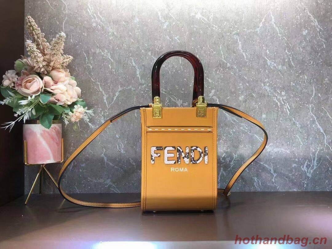 FENDI MINI SUNSHINE SHOPPER leather mini-bag 8BS051ABV orange FENDI MINI SUNSHINE SHOPPER leather mini-bag 8BS051ABV orange