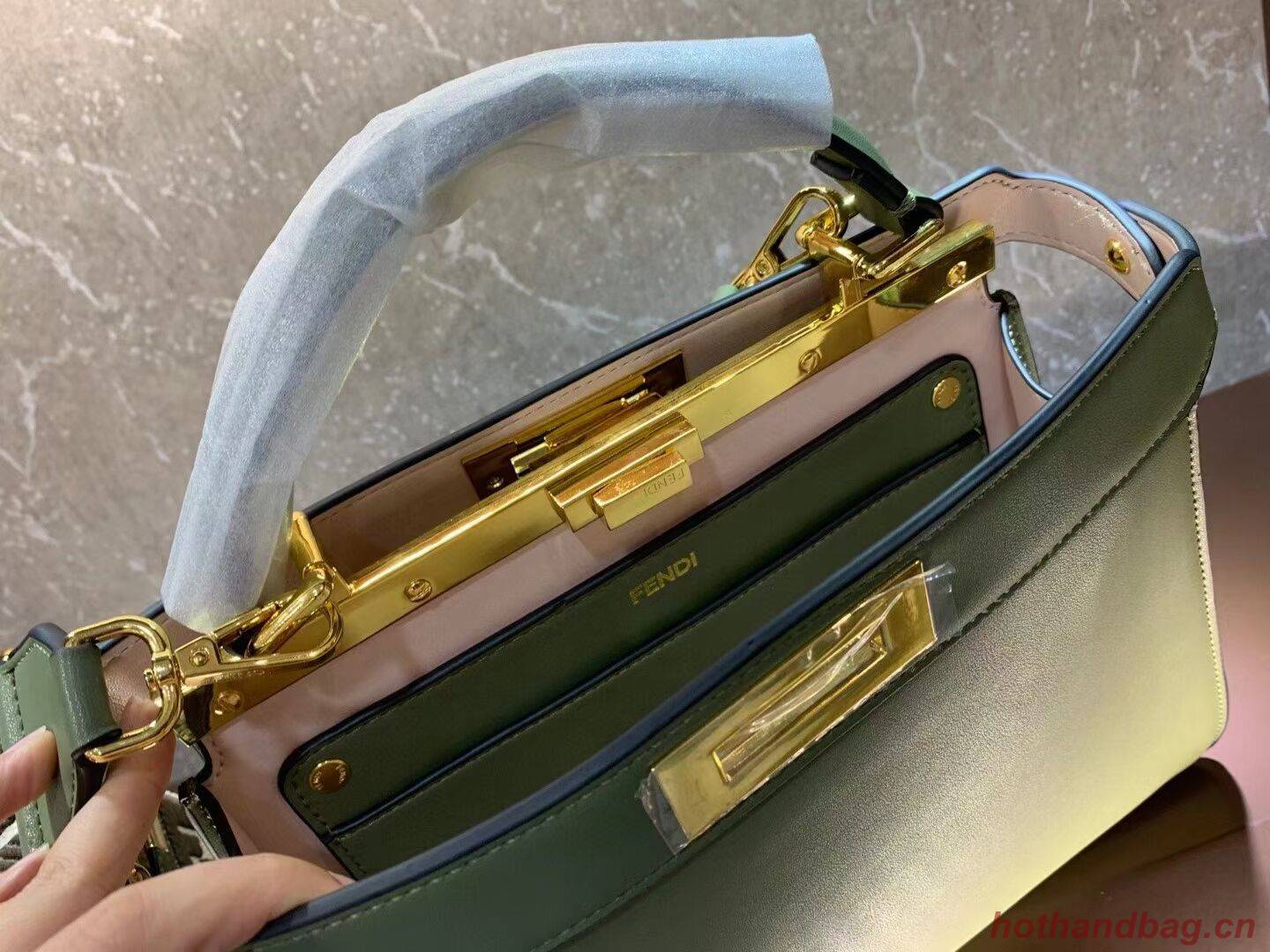 FENDI PEEKABOO ISEEU MEDIUM Green leather bag 8BN321A6 FENDI PEEKABOO ISEEU MEDIUM Green leather bag 8BN321A6