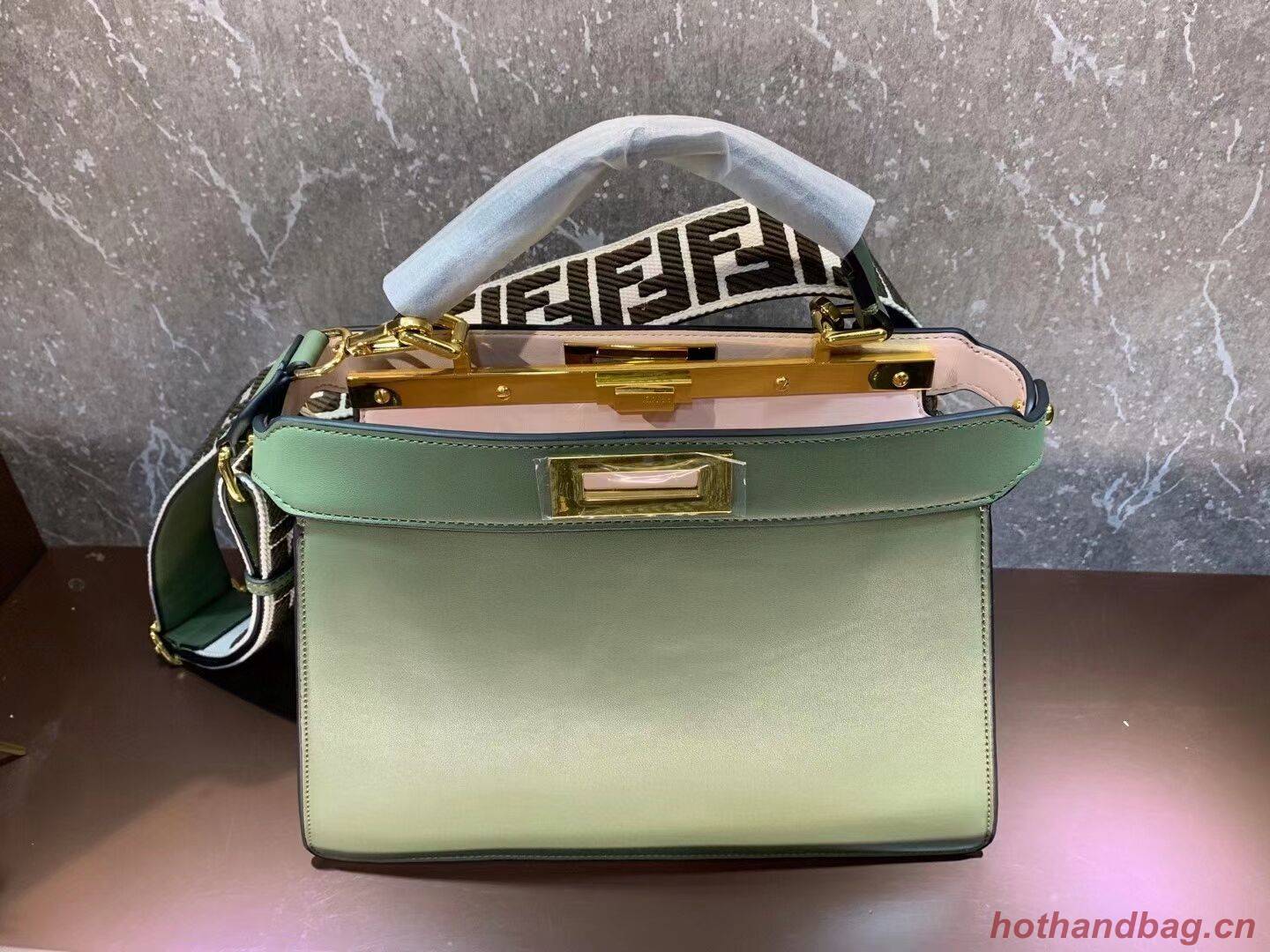 FENDI PEEKABOO ISEEU MEDIUM Green leather bag 8BN321A6 FENDI PEEKABOO ISEEU MEDIUM Green leather bag 8BN321A6