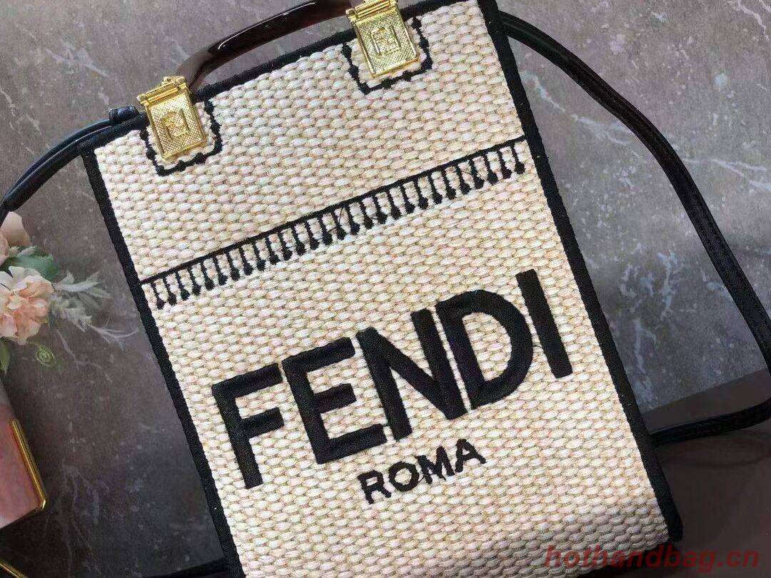 FENDI SUNSHINE SHOPPER Braided straw medium-bag F1620 beige FENDI SUNSHINE SHOPPER Braided straw medium-bag F1620 beige