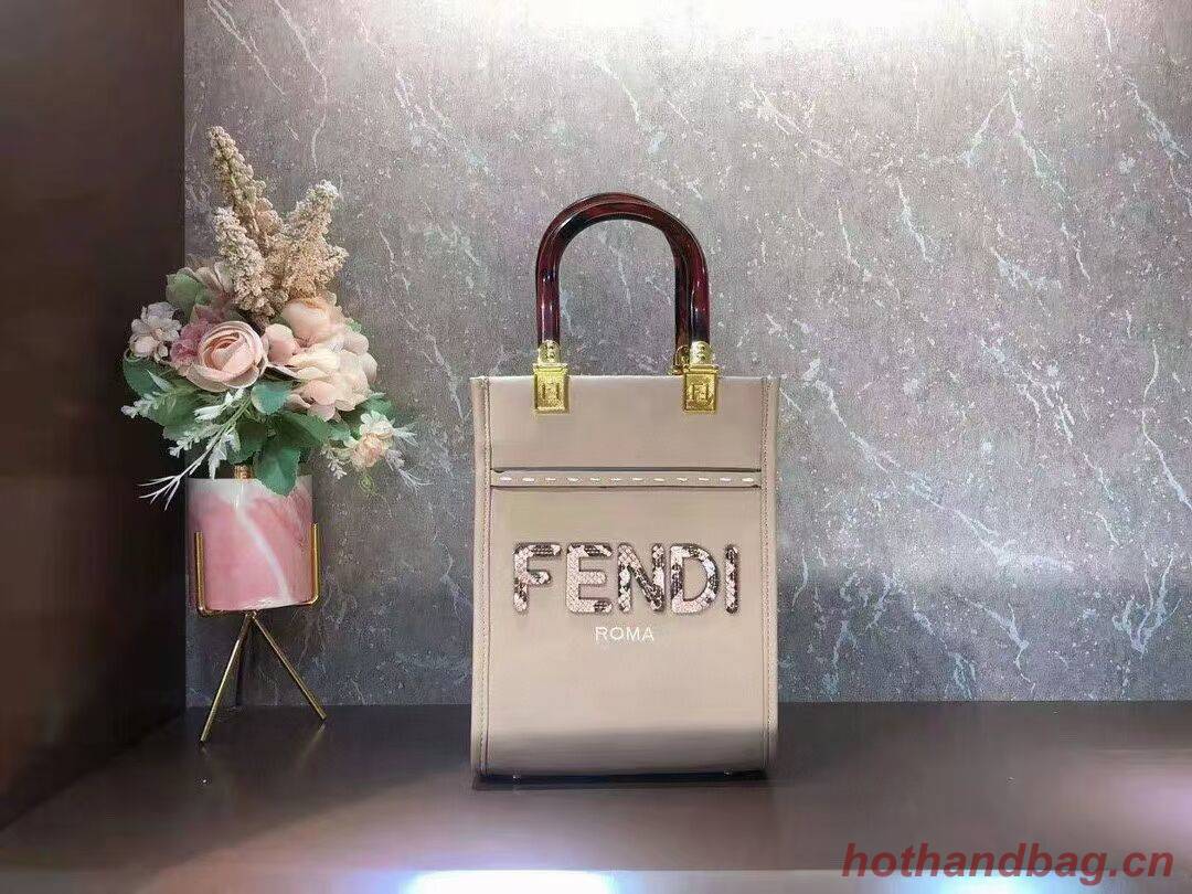 FENDI SUNSHINE SHOPPER leather mini-bag F1620 grey FENDI SUNSHINE SHOPPER leather mini-bag F1620 grey