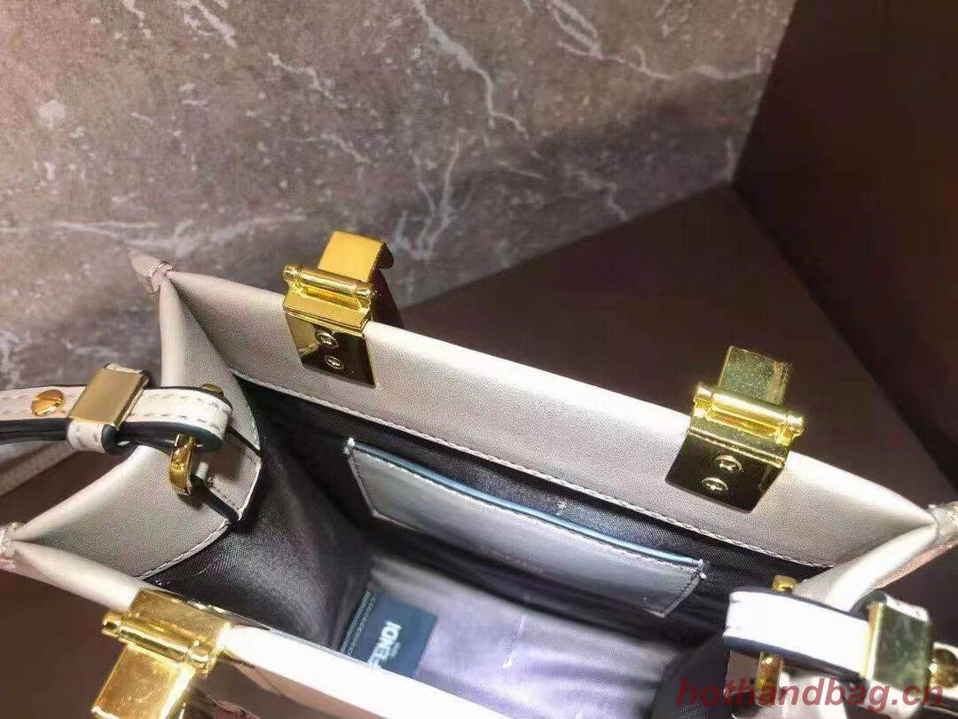 FENDI SUNSHINE SHOPPER leather mini-bag F1620 grey FENDI SUNSHINE SHOPPER leather mini-bag F1620 grey