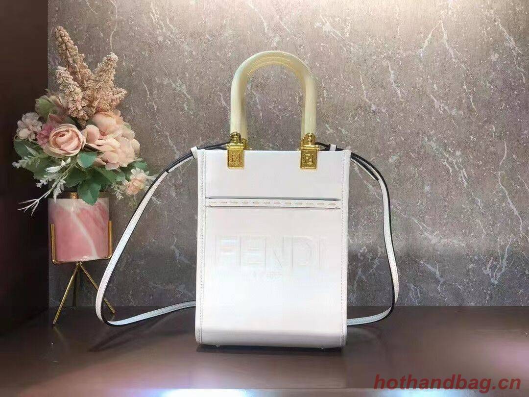 FENDI SUNSHINE SHOPPER leather mini-bag F1620 white