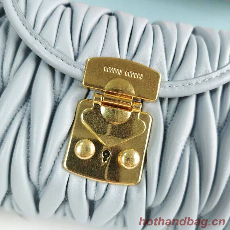 miu miu Matelasse Nappa Leather mini Shoulder Bag 5BD196 light blue miu miu Matelasse Nappa Leather mini Shoulder Bag 5BD196 light blue