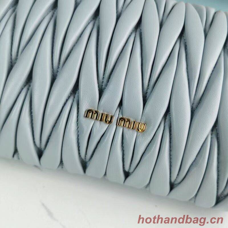 miu miu Matelasse Nappa Leather mini Shoulder Bag 5BD196 light blue miu miu Matelasse Nappa Leather mini Shoulder Bag 5BD196 light blue