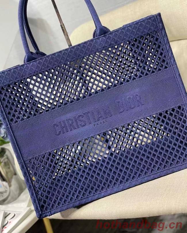 DIOR BOOK TOTE Blue Mesh Embroidery M1286ZW