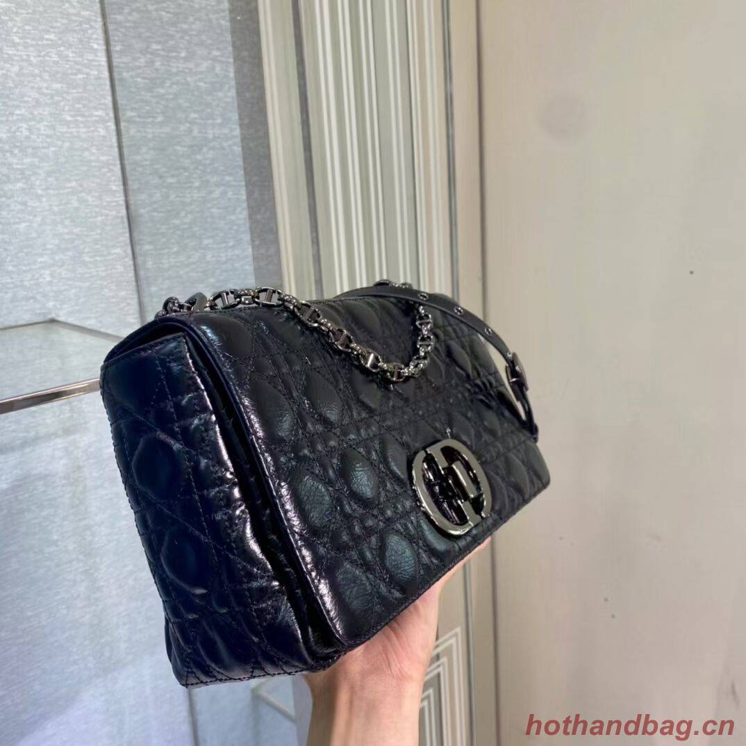LARGE DIOR CARO BAG Imported wax skin M9243 black LARGE DIOR CARO BAG Imported wax skin M9243 black