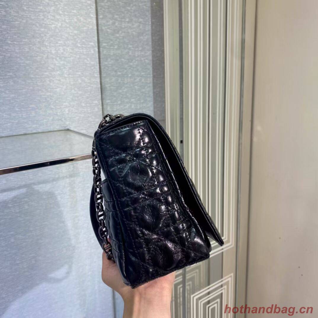 LARGE DIOR CARO BAG Imported wax skin M9243 black LARGE DIOR CARO BAG Imported wax skin M9243 black