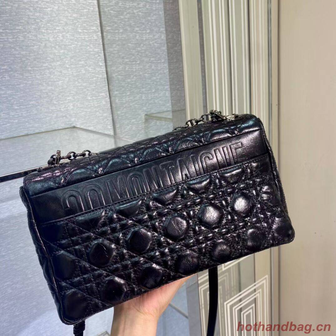 LARGE DIOR CARO BAG Imported wax skin M9243 black LARGE DIOR CARO BAG Imported wax skin M9243 black