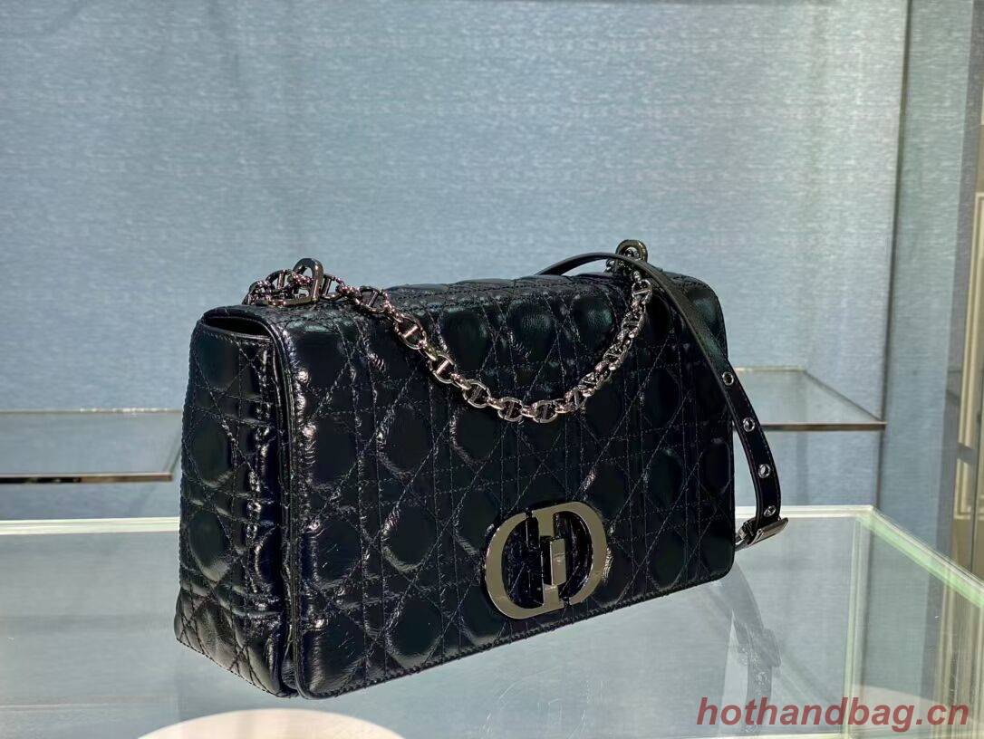 LARGE DIOR CARO BAG Imported wax skin M9243 black LARGE DIOR CARO BAG Imported wax skin M9243 black