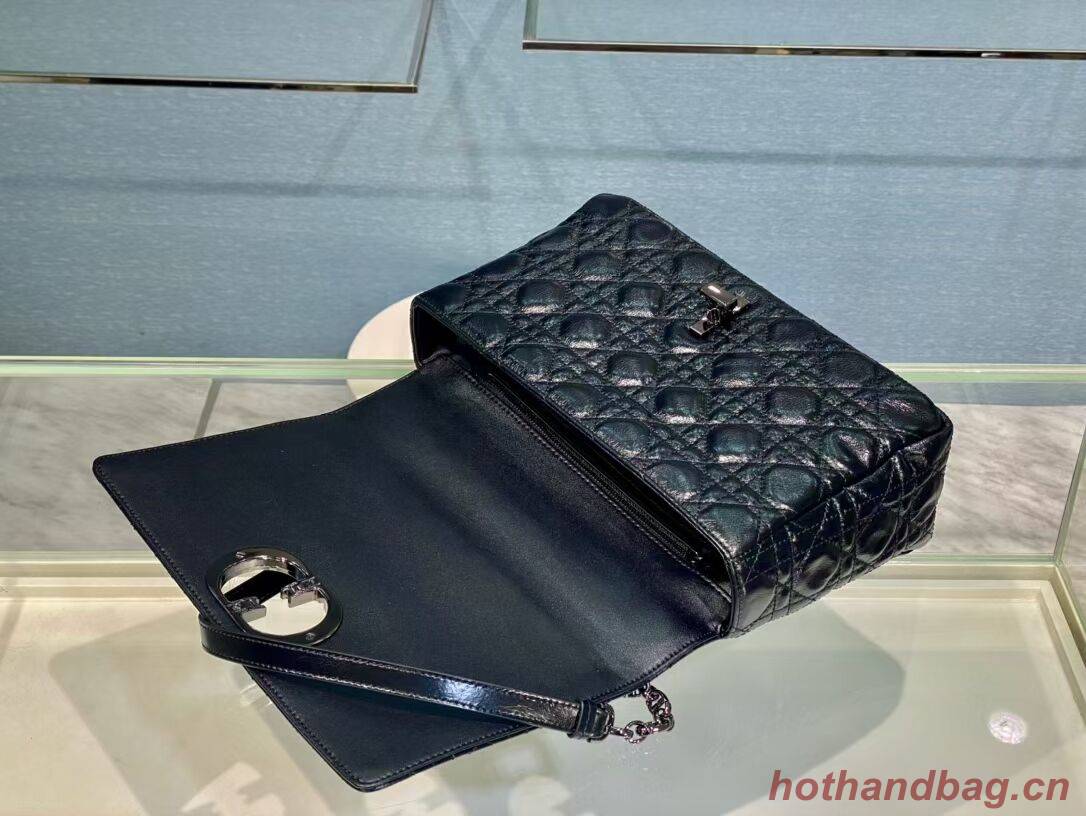 LARGE DIOR CARO BAG Imported wax skin M9243 black LARGE DIOR CARO BAG Imported wax skin M9243 black