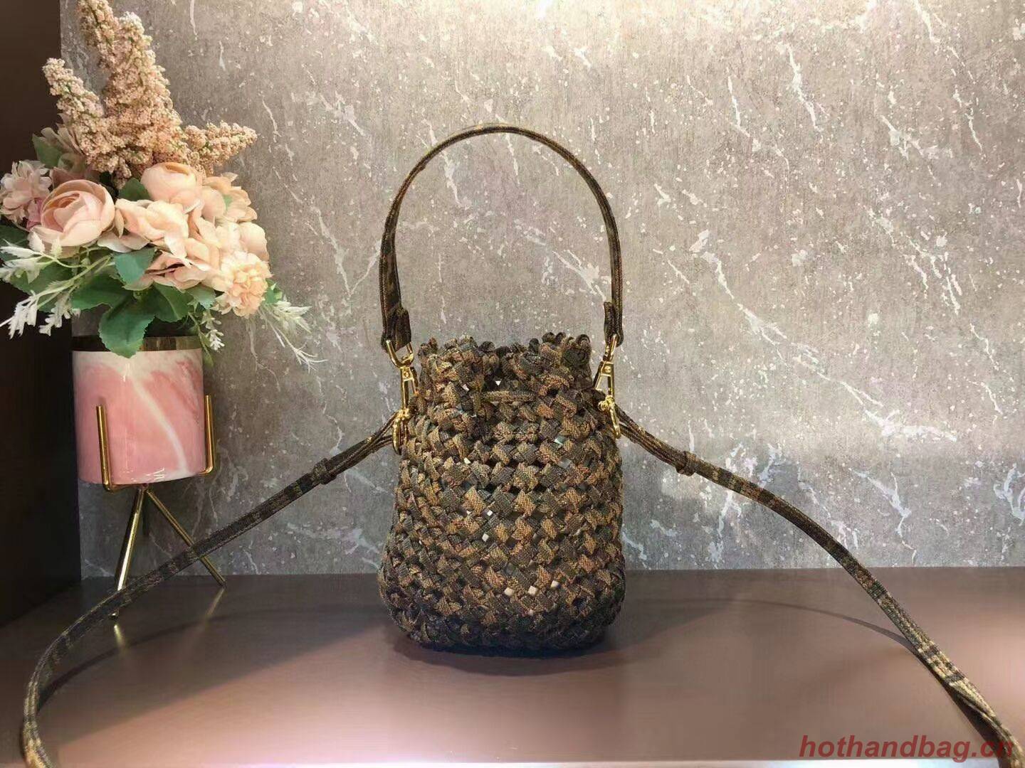 Fendi Weave MON TRESOR mini-bag 8BS010A3 brown Fendi Weave MON TRESOR mini-bag 8BS010A3 brown