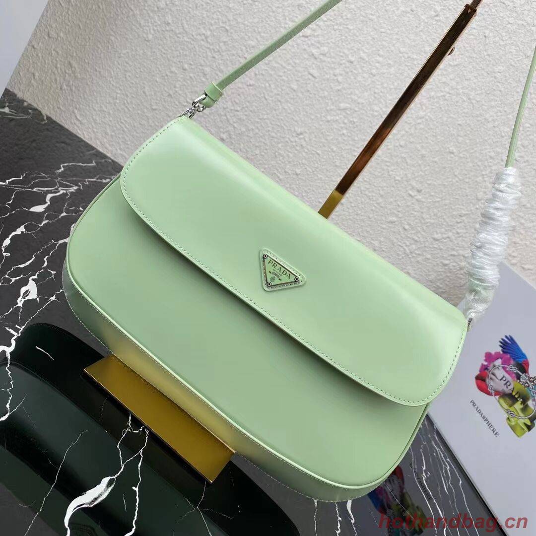 Prada Cleo brushed leather shoulder bag with flap 1BH276 green Prada Cleo brushed leather shoulder bag with flap 1BH276 green