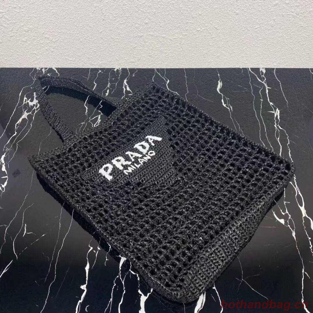 Prada Raffia tote bag 1CH393 black Prada Raffia tote bag 1CH393 black