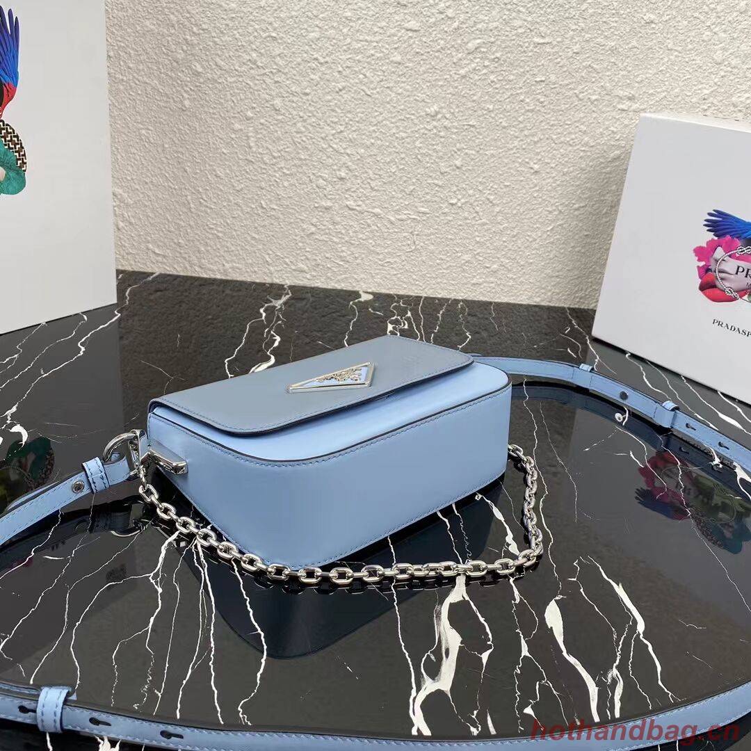 Prada Small brushed leather shoulder bag 1BA263 sky blue Prada Small brushed leather shoulder bag 1BA263 sky blue