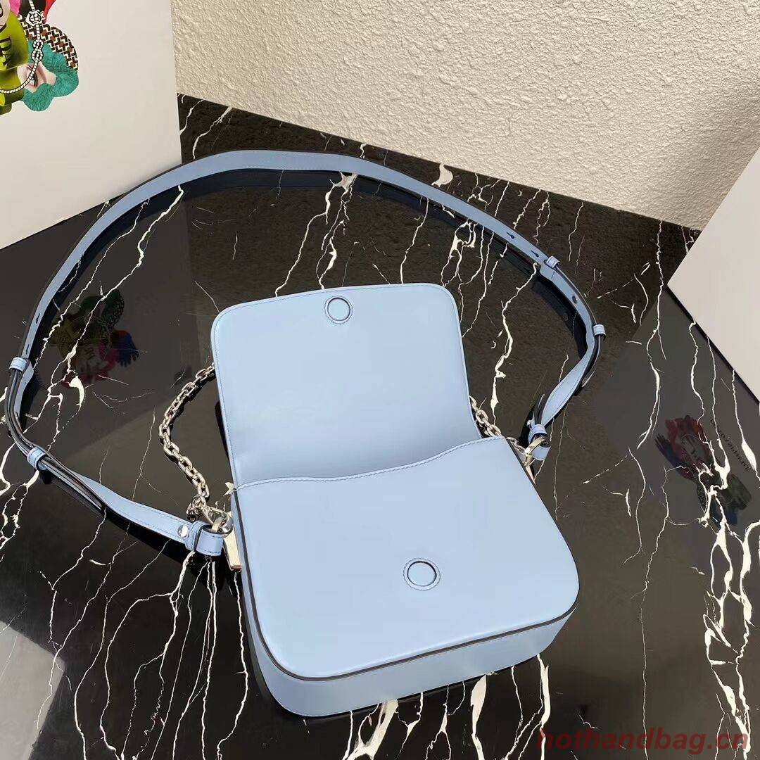 Prada Small brushed leather shoulder bag 1BA263 sky blue Prada Small brushed leather shoulder bag 1BA263 sky blue