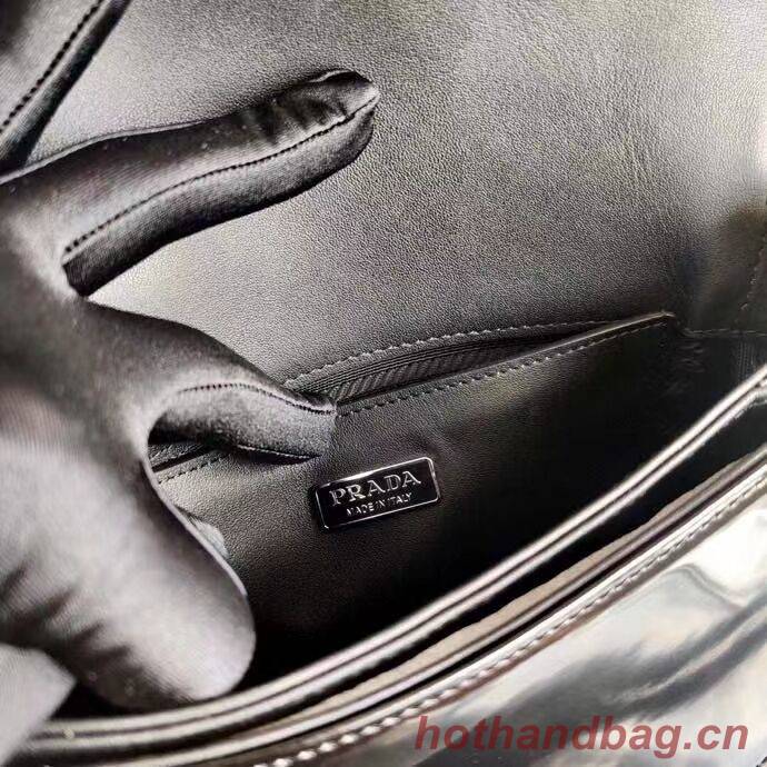 Prada Small brushed leather shoulder bag 1BH308 black Prada Small brushed leather shoulder bag 1BH308 black