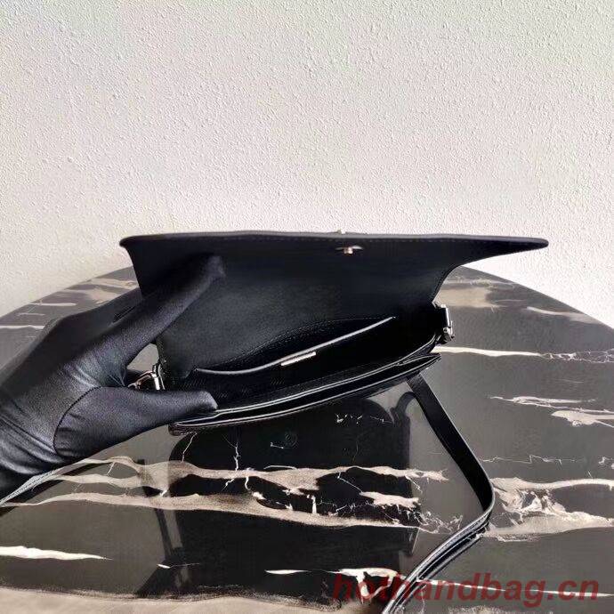 Prada Small brushed leather shoulder bag 1BH308 black Prada Small brushed leather shoulder bag 1BH308 black