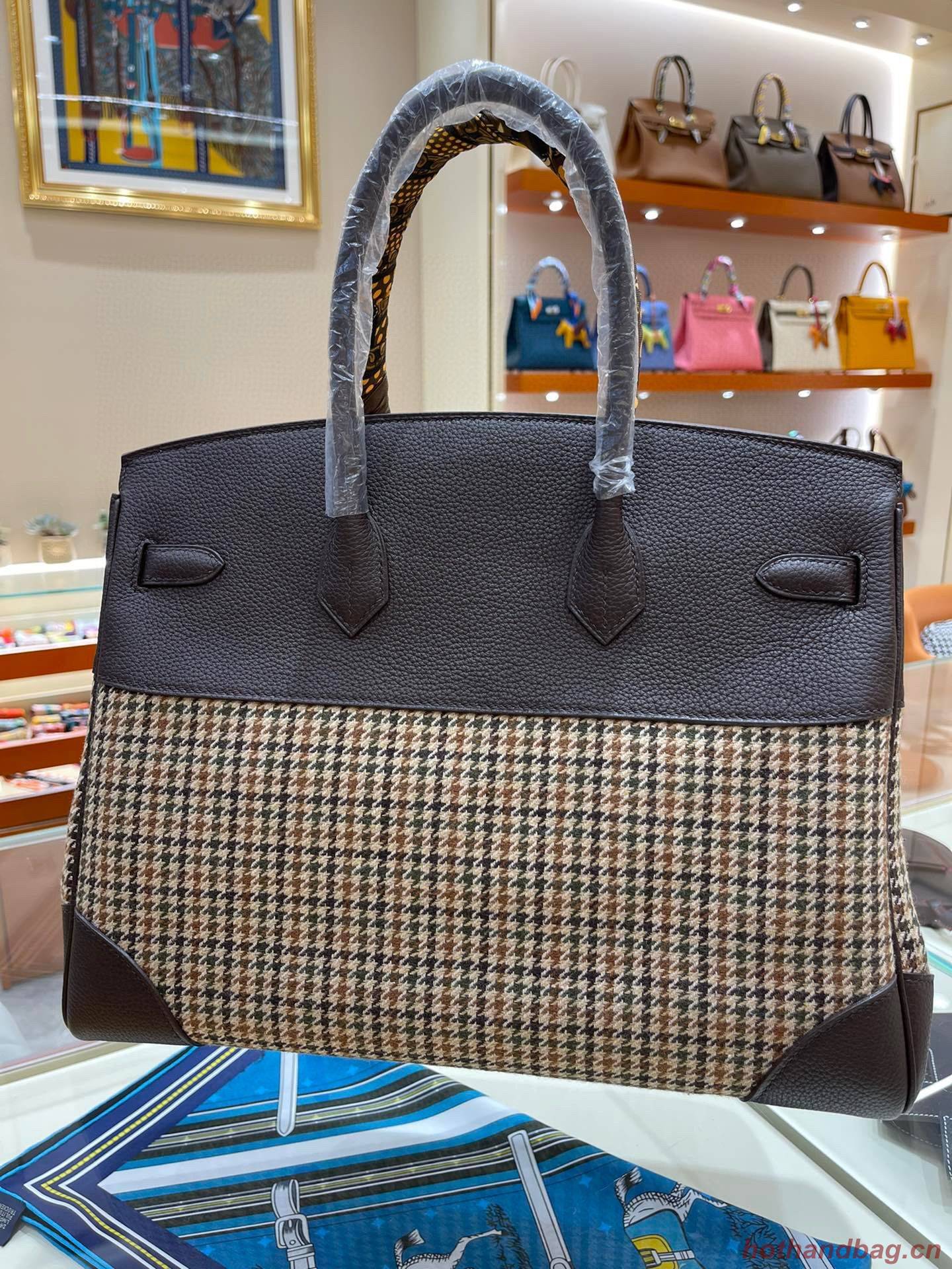 Hermes Birkin Bag Original Leather 30CM OR 35CM 17888 Houndstooth Dark Brown Hermes Birkin Bag Original Leather 30CM OR 35CM 17888 Houndstooth Dark Brown